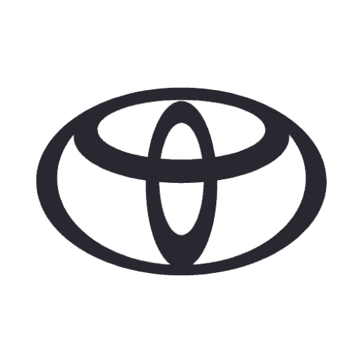 Helles Toyota-Logo auf schwarzem Hintergrund, klar und deutlich sichtbar.